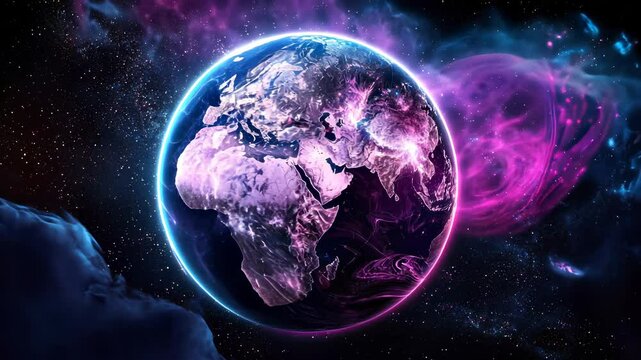and holographic world globe with many connection points symbolizing abstract media social life for business wallpaper background video 4k