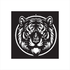 Fierce Tiger Head Logo in Tribal Vector Style
