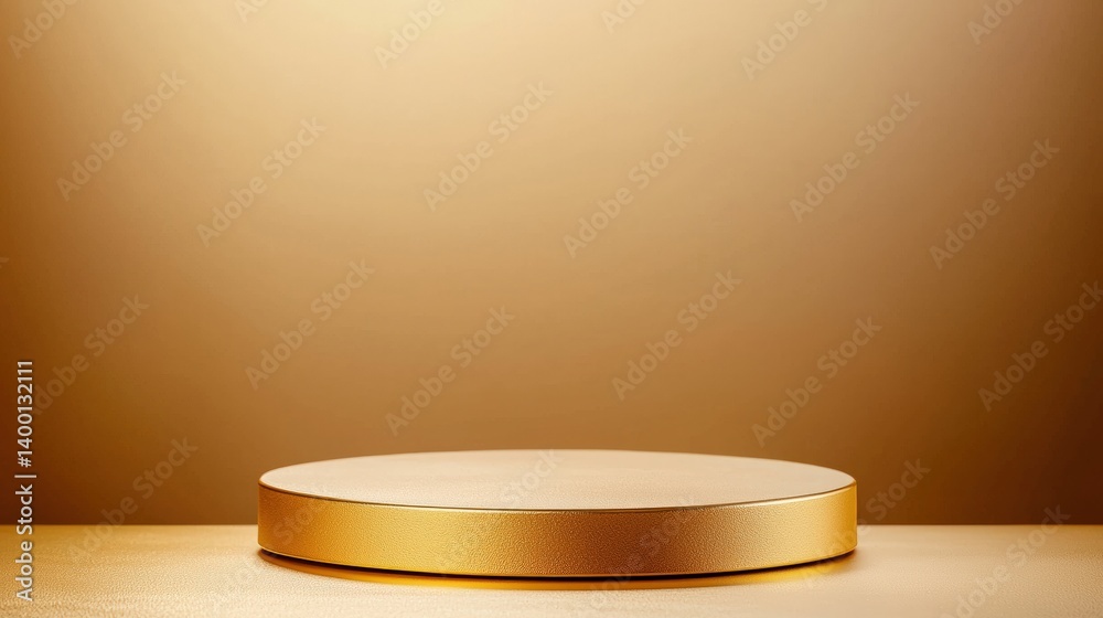 Poster Elegant round gold platform on soft warm gradient background