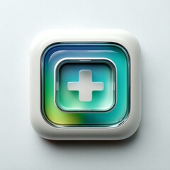 Obraz premium Glossy Add Button on White: A Modern and Abstract Design of a Plus Sign Symbol with Gradient Colors