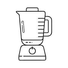 A Simple Line Drawing of a Blender Kitchen Appliance for Smoothies and Food Preparation