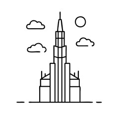 A Simple Line Drawing of the Shukhov Tower a Unique and Beautiful Structure in Moscow Russia