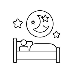 Person Sleeping in Bed at Night under the Moon and Stars Peaceful Dreamland Sweet Slumber Restful Sleep Nighttime Relaxation