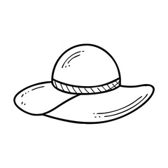 A Hand Drawn Sketch of a Wide Brim Summer Hat for Sun Protection