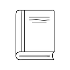 Simple Line Drawing of a Closed Book with a Spine and Pages