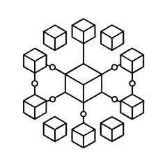 Abstract Network Structure of Interconnected Cubes Representing Data Blocks or Nodes