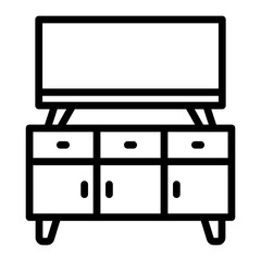 TV Stand Vector Line Icon Design