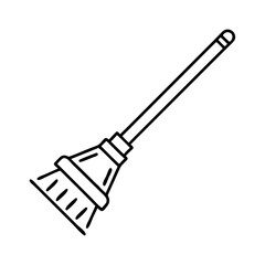 A Simple Line Drawing of a Broom for Cleaning and Sweeping