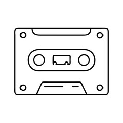 Retro Cassette Tape Outline Illustration Vintage Music Technology