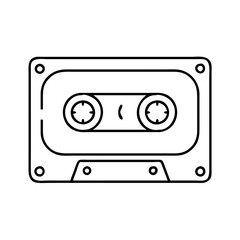 Obraz premium Retro Cassette Tape Outline Illustration Vintage Music Technology Audio Recording Media