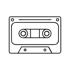 Retro Cassette Tape Outline Illustration Vintage Music Technology Audio
