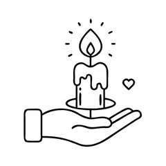 A Hand Gently Holding a Lit Candle with a Heart Nearby A Symbol of Care Compassion and Remembrance