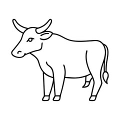Line drawing of a sturdy young bull a bovine animal a farm animal a domestic animal
