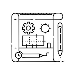 Technical Drawing Blueprint Engineering Design Plan Sketch Mechanical Gear Cogwheel