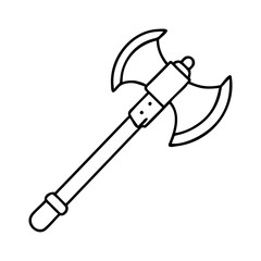 A Line Drawing of a Medieval Double Bit Axe Battle Weapon