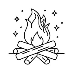 A Campfire Burning Brightly Under a Starlit Night Sky A Cozy and Warm Scene of Nature