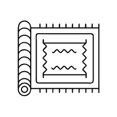 Rolled up carpet rug floor covering home decor textile design element illustration