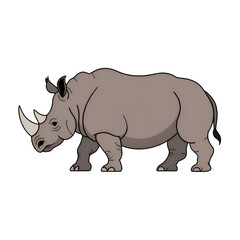 Fototapeta premium Cartoon rhinoceros illustration with gray skin and a prominent horn on its nose
