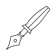 A simple line drawing of a fountain pen nib and holder
