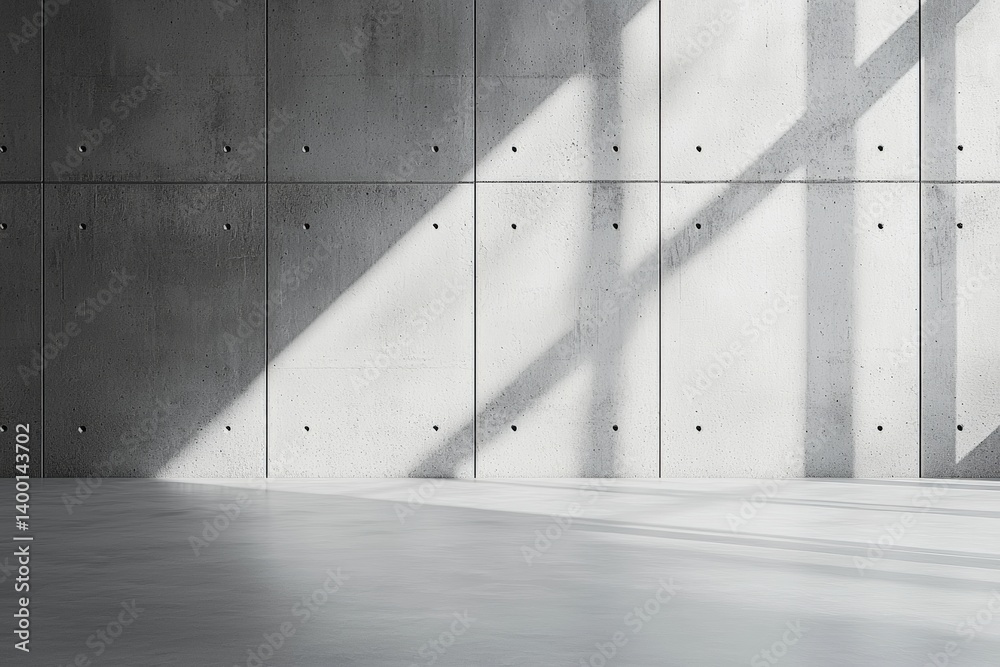 Aufkleber Sunlight creating shadows on empty concrete wall and floor