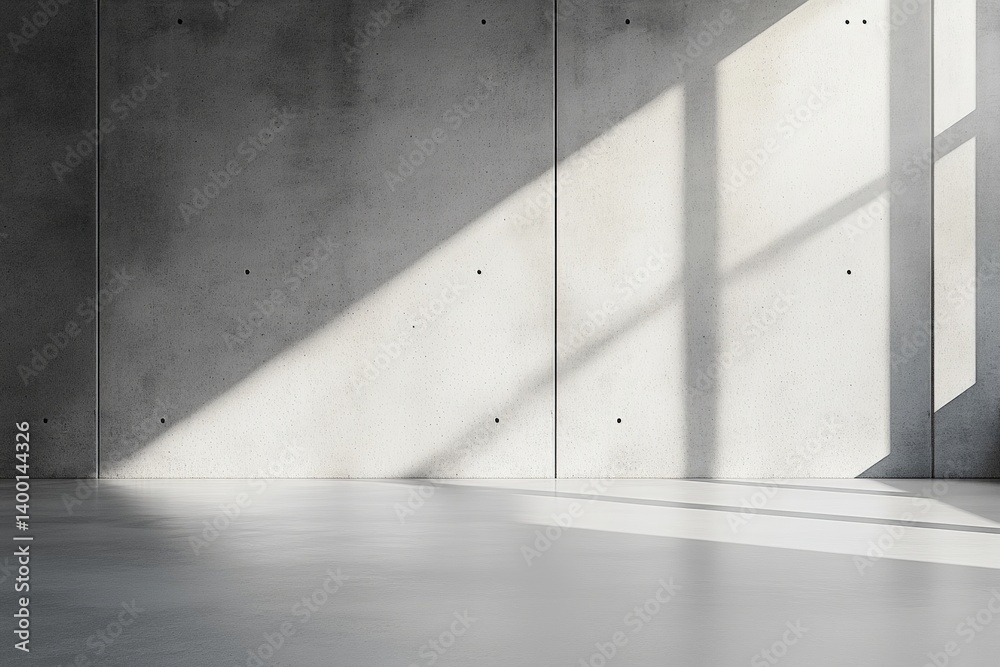 Aufkleber Sunlight illuminating empty concrete room with window shadow
