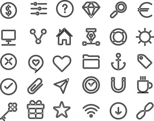 Mixed Line Icon Set – User Interface Essentials for Web Design, Apps and Infographics