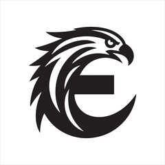 Obraz premium E letter logo design with eagle