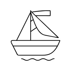 Simple Line Drawing of a Sailboat on the Water a Small Sailing Vessel