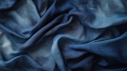 Fototapeta premium A soft indigo gradient fabric pattern blending dark navy into lighter blue tones, suitable for contemporary fashion