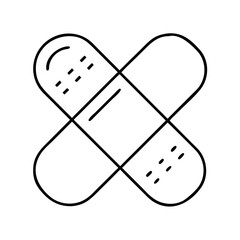 Simple Line Drawing of a Crossed Adhesive Bandage First Aid Medical Plaster