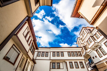 Traditional houses in Ohrid city, UNESCO world heritage in North Macedonia.