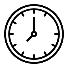 Round Clock Vector Line Icon Design