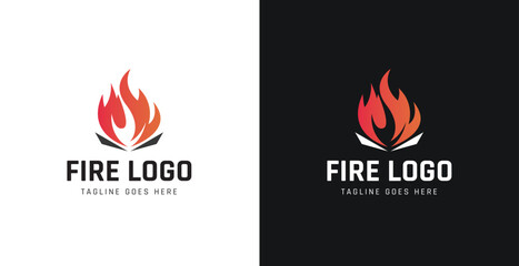 Fire Flame Logo design vector. Bonfire Silhouette Logotype icon