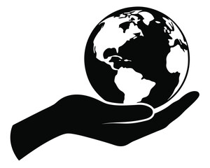 Protecting Our World: A simple yet powerful representation of a hand cradling the globe, Hand holding earth globe