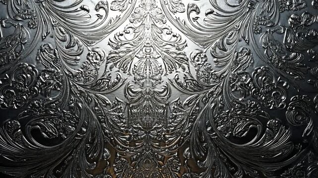 Elegant silver filigree pattern animation for backgrounds and design projects