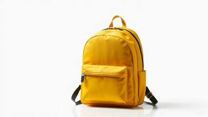 Yellow shoulder school bag isolated on transparent background Back to school concept