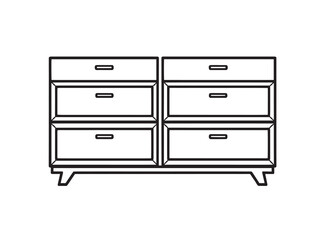 Davenport Desk Line Art on White Background