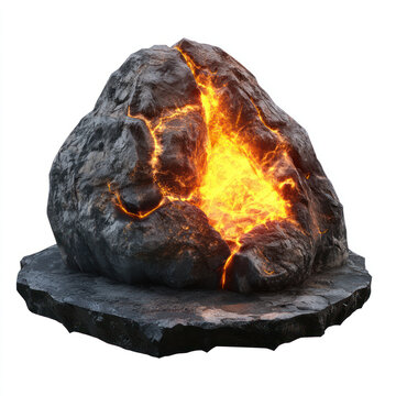 burning firestone isolated on white