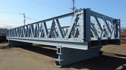 Fototapeta premium Foldable steel structures partially unfolded at a construction area ready for joining