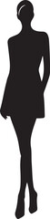 Vector silhouette of woman standing,  figure of young girl, sexy profile, black color, isolated on a white background