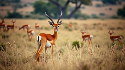 Naklejka premium Impala antelope in the savannah of South Africa aepyceros