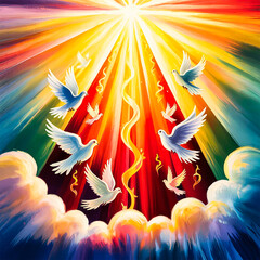Religious Pentecost Background, Holy Spirit, Pentecost Sunday, and Pentecost Celebration.