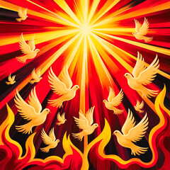 Religious Pentecost Background, Holy Spirit, Pentecost Sunday, and Pentecost Celebration.