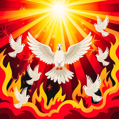 Religious Pentecost Background, Holy Spirit, Pentecost Sunday, and Pentecost Celebration.