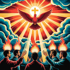 Religious Pentecost Background, Holy Spirit, Pentecost Sunday, and Pentecost Celebration.