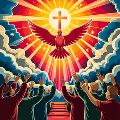 Religious Pentecost Background, Holy Spirit, Pentecost Sunday, and Pentecost Celebration.