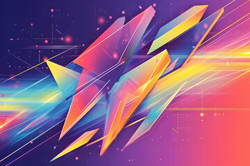 A vibrant abstract design with dynamic shapes and colors.