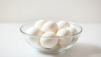 Bowl of white eggs isolated on transparent background