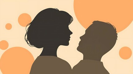 Silhouettes of Couple Gazing Intently at Each Other, Expressing Love