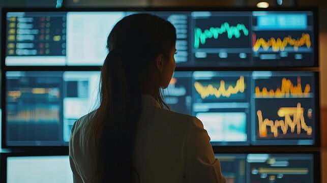 Professional Viewing Financial Data Analysis Digitally. --ar 16:9